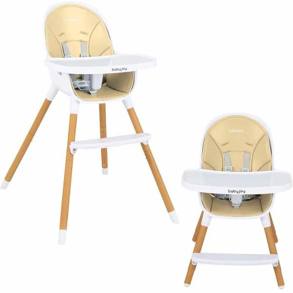 Costway Baby Dining Chair Convertible Eating Highchiar Toddler Stool w/Removable Tray Beige