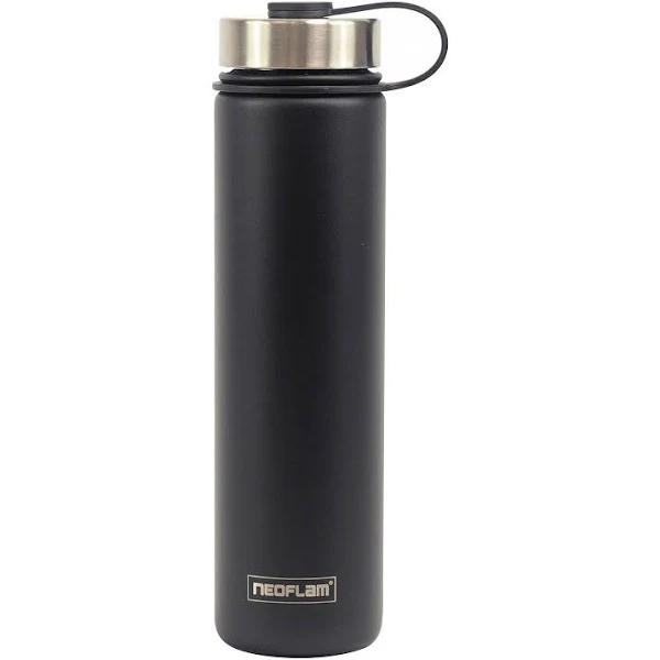 Neoflam Skinny Stainless Steel Double Walled and Vacuum Insulated Water Bottle, Black, 750ml