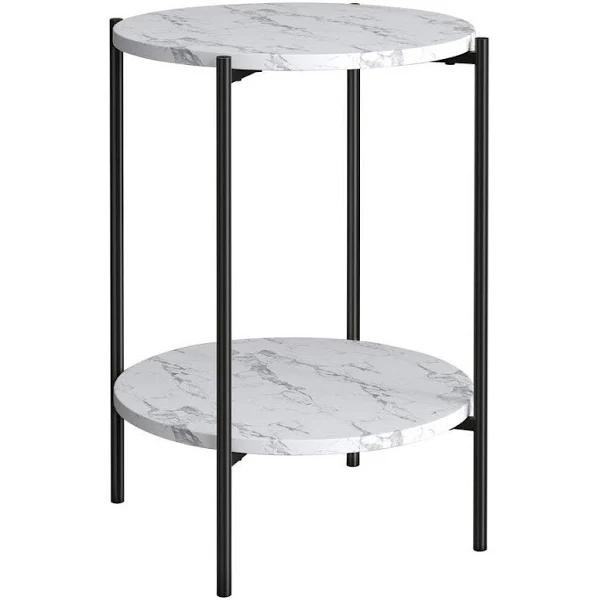 ALFORDSON Side Table Sofa Marble Shelf Black