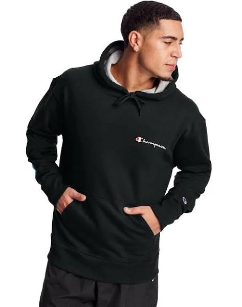 Champion Men's Sweatshirt and Hoodie Black Powerblend Logo Hoodie S