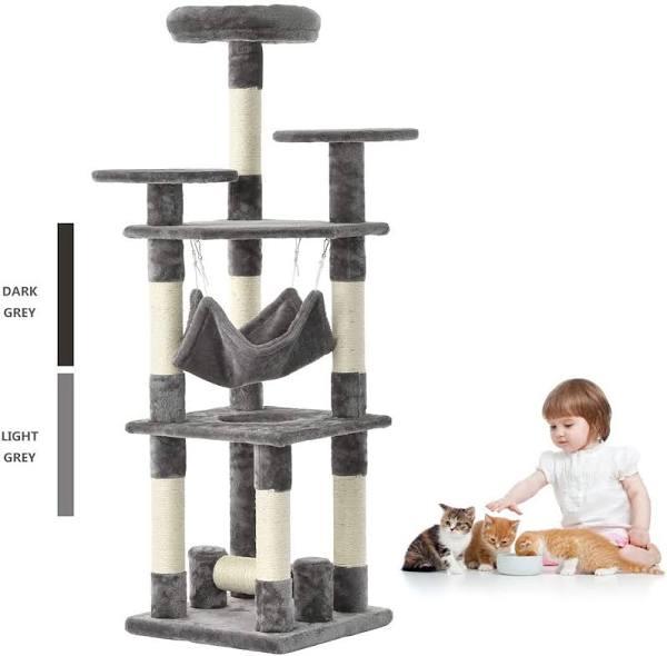 Light Grey 132cm Cat Tree Cat Scratching Tree Post Scratcher Pole