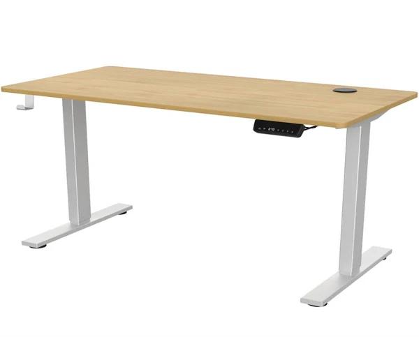 Advwin 120cm Adjustable Height Electric Standing Desk - Silver Frame/Oak Top