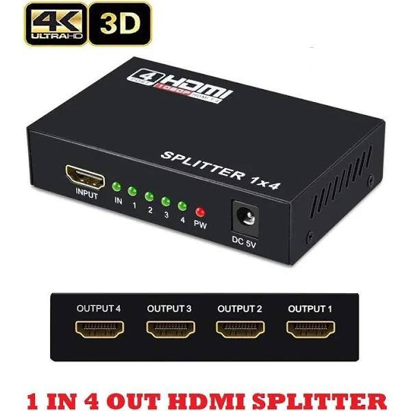 1 in 4 Out 4K 3D 1080p Full HD HDMI Splitter Amplifier Duplicator 1x4 Hub DVD