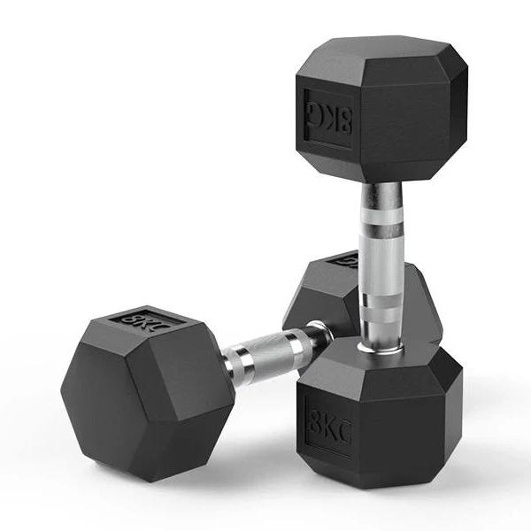 8kg Reeplex Rubber Hex Dumbbell Pair - AfterPay & zipPay Available