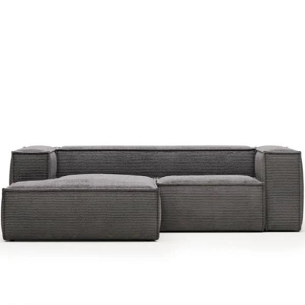 Naaji Corduroy 2 Seater Chaise Sofa in Grey by Vida & Co.