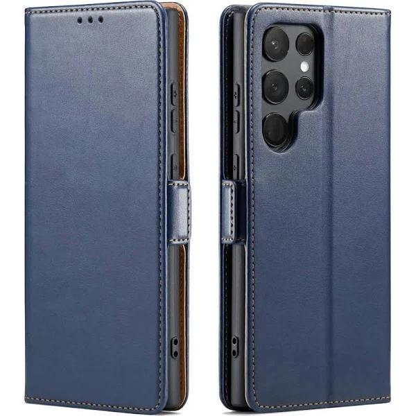 for Samsung Galaxy S24 Ultra Case Leather Flip Wallet Folio Cover Blue