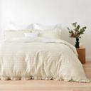 Kmart Gingham Ruffle Cotton Quilt Cover Set - Super King Bed, Sand