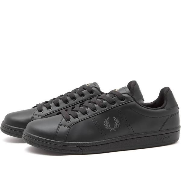 Fred Perry Men's B721 Leather Sneakers in Black/Gunmetal, Size UK 11 | END. Clothing