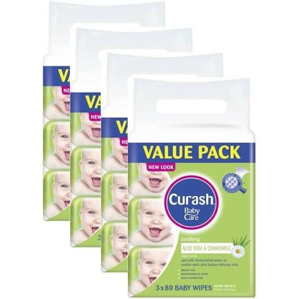 Curash Wipes Soothing Aloe Vera & Chamomile Carton of 12 x 80's