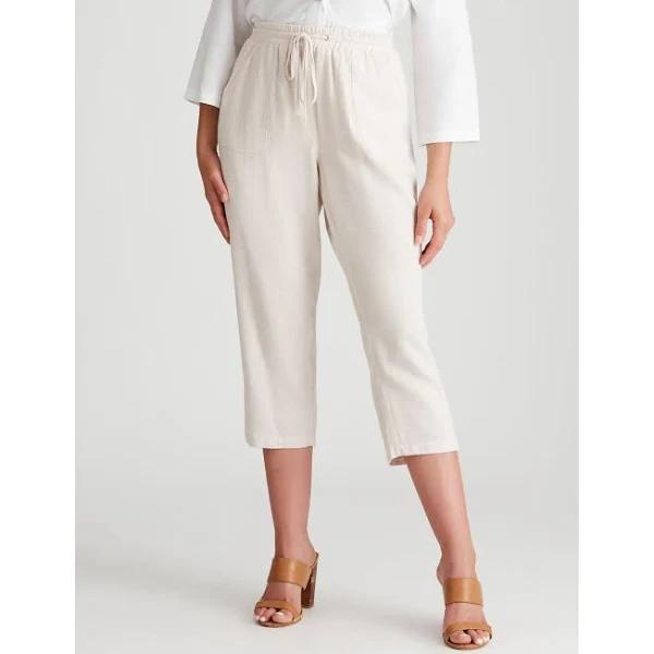 W.Lane Linen Crop Pants - Sand Xdye - Womens Trousers - Size 10 - Ezibuy