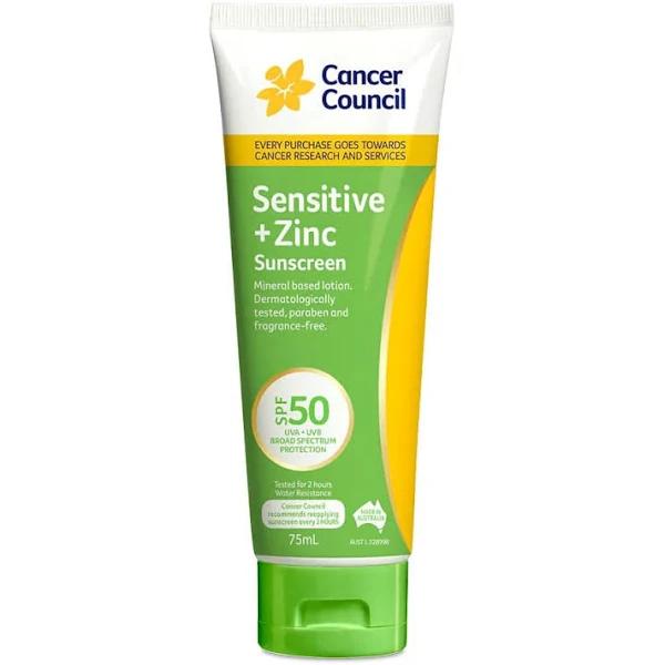 Cancer Council Sensitive + Zinc Sunscreen SPF50 75 ml