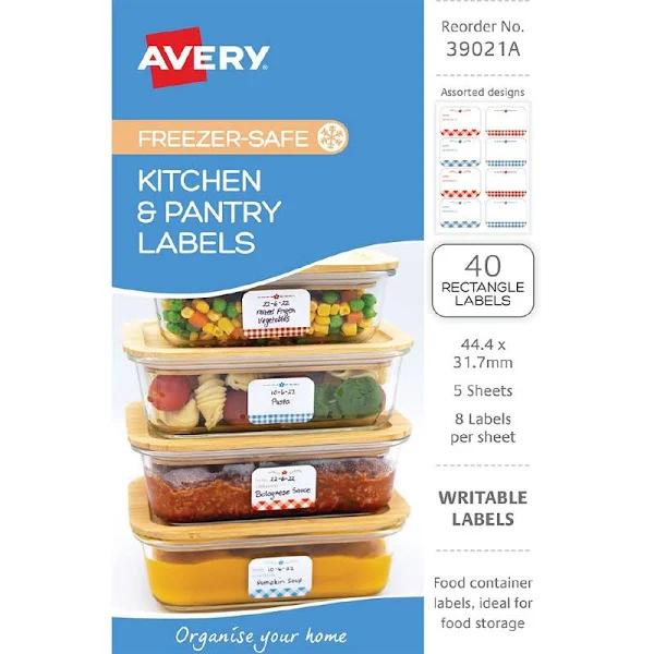 Avery 8Up Freezer-safe Kitchen Labels Gingham 5 Sheets