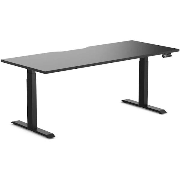 Desky Dual Scalloped Melamine Sit Stand Desk Black / Large 1800x750mm