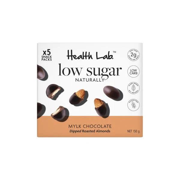 Health Lab Low Sugar Naturally Milk Choc Dipped Roasted Almonds 150g