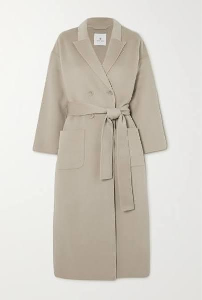 ANINE Bing Dylan Maxi Coat in Taupe Cashmere Blend - Size M