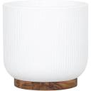 Lotus 250 x 250mm White Large Round Linear Ceramic Pot