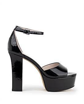 David Jones Edward Meller Roxy125 Open Toe Platform Sandal in Black Patent, Size 36 EU