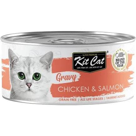 Kit Cat Grain Free Gravy Wet Cat Food Cans Chicken & Salmon 70g