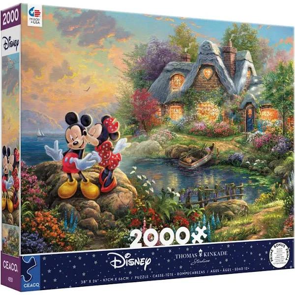 Ceaco - Thomas Kinkade - Disney Dreams Collection - Mickey and Minnie Sweetheart Cove - 2000 Piece Jigsaw Puzzle