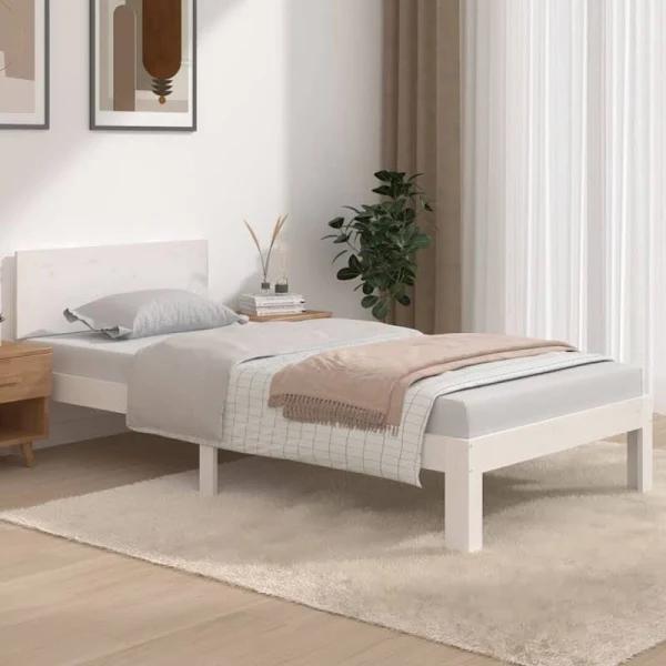 Bed Frame White Solid Wood 92x187 cm Single Bed Size