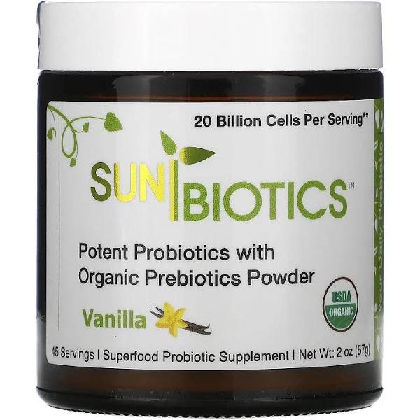 Sunbiotics Potent Probiotics With Organic Prebiotics Powder Vanilla 2 oz (57 g)