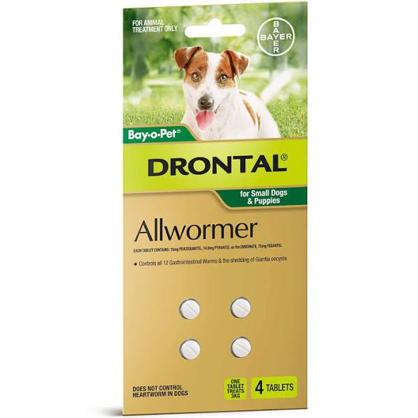 Drontal Chewable Allwormer For Puppies & Small Dogs 3kg 4 Pack