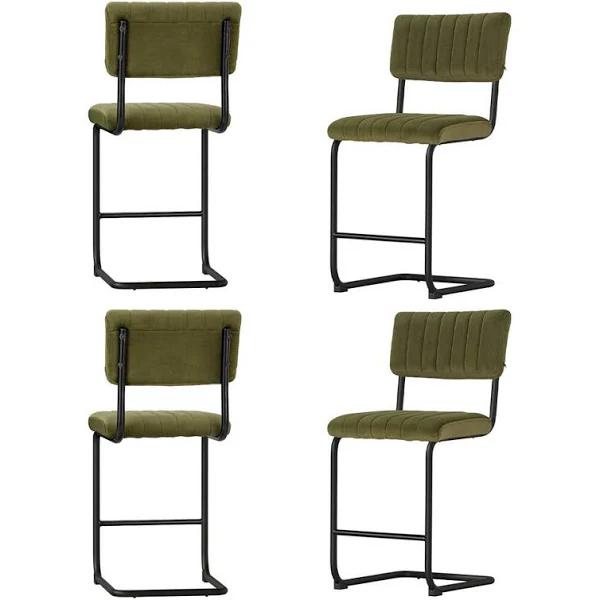 Artiss 2x Bar Stools Velvet Chairs - Green