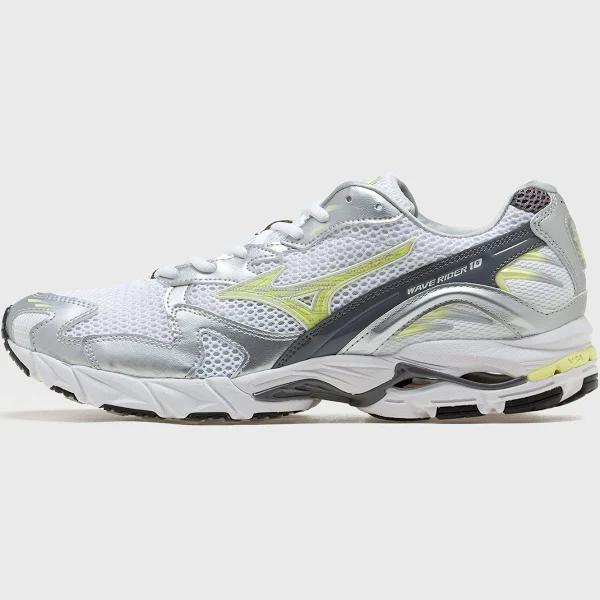 Mizuno Wave Rider 10 - White / Sunnylime / Silver - US 12 - Men