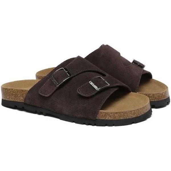 EVERAU Adjustable Strap Embossed Slip-on Summer Sandal Slides Alexis Chocolate / AU Ladies 9 / AU Men 7 / EU 40