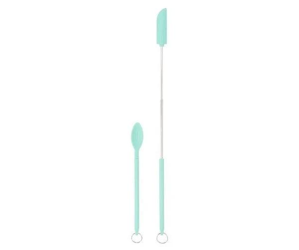 Mini Silicone Telescopic Spatula Multipurpose Double-headed Cream Cake Scraper - Green