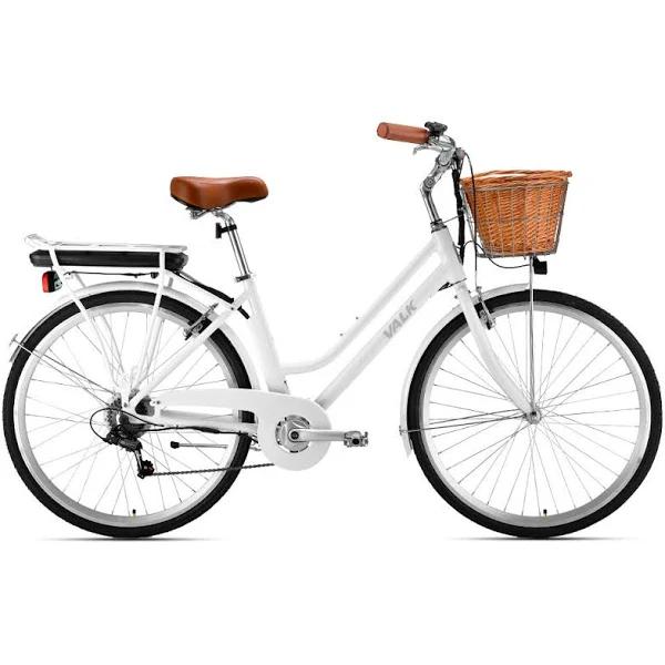 2023 VALK Laneway 5 Vintage Electric Bike, Torque Sensor Equipped Ebike, Medium, White