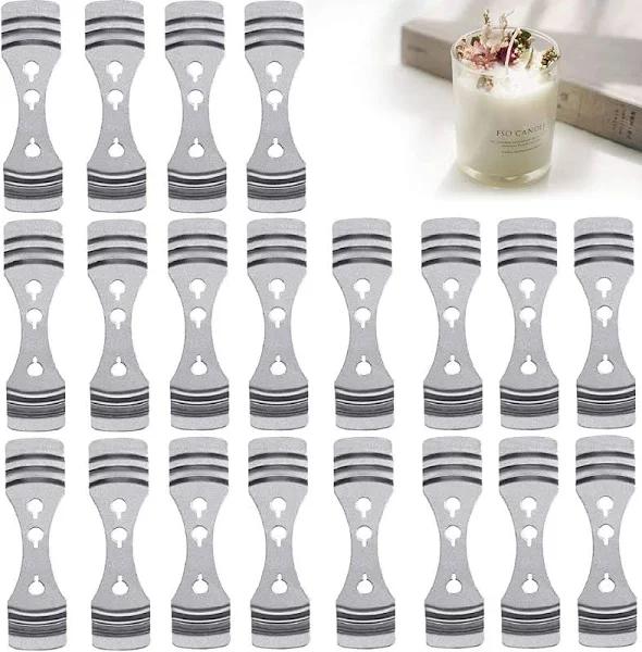 DINGPAI 20pcs Metal Candle Wick Centering Devices, Silver Stainless Steel Candle Wick Holder For Candle Making