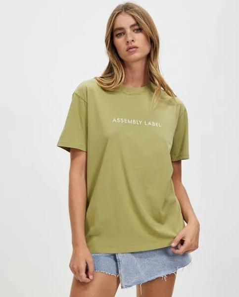 Assembly Label - Women's Green Printed T-shirts - Everyday Organic Logo Tee - Size 8 at The Iconic