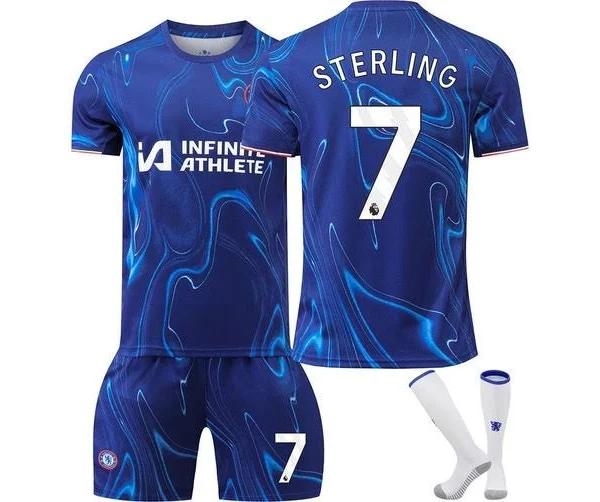 2024-25 Chelsea Home Soccer Jersey Set No.7 Sterling Football Kit Uniform Training Suit with Socks