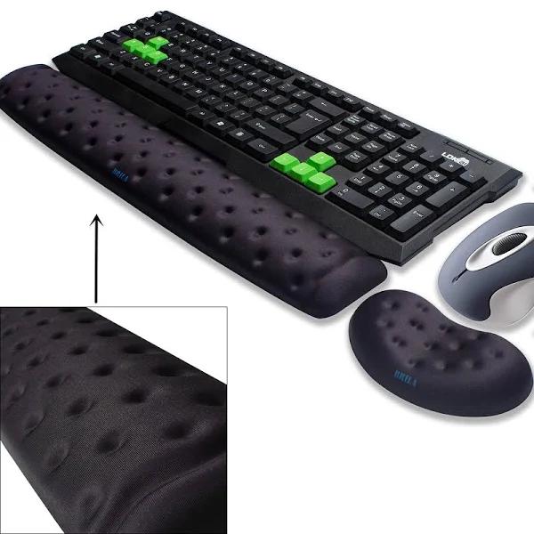 Brila Memory Foam Mouse & Keyboard Wrist Rest Support Pad Large, Black Bundle