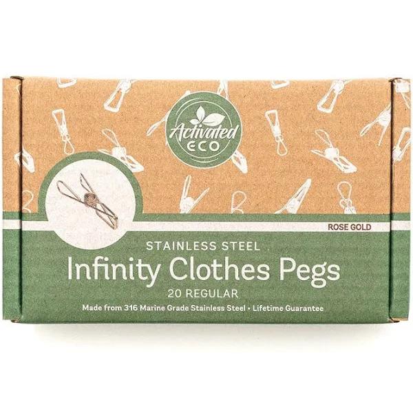 Rose Gold Stainless Steel Infinity Clothes Pegs 20 Pack