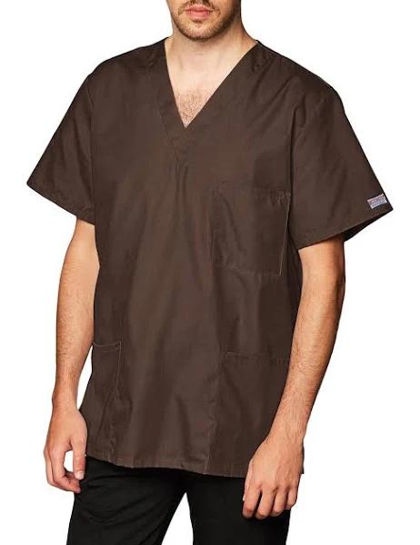 Cherokee Workwear 4876 Scrubs Top Unisex V-Neck Chocolate