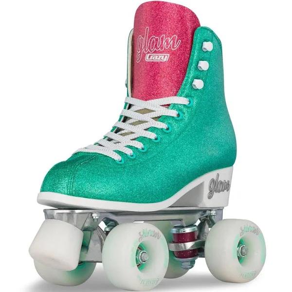 Crazy Skates Size Adjustable Glam Roller Skates - Teal Glitter - M - AfterPay & zipPay Available