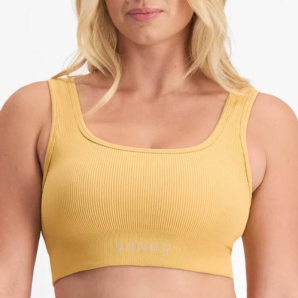 Bonds Women's Move Rib Seamless Crop - Yellow - Size XL