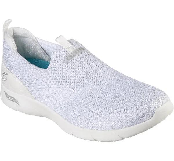 Womens Skechers Arch Fit Refine - Showcase White/Silver Athletic Shoes