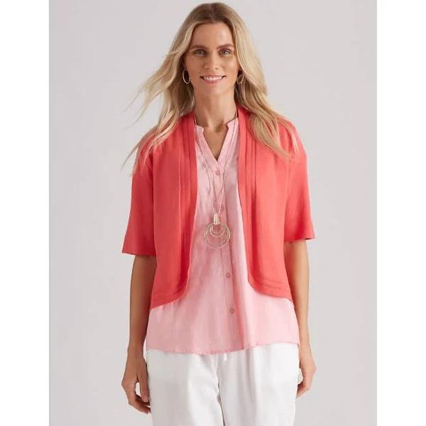 Millers Elbow Sleeve Crop Cardigan - Size XXL - Womens - Coral