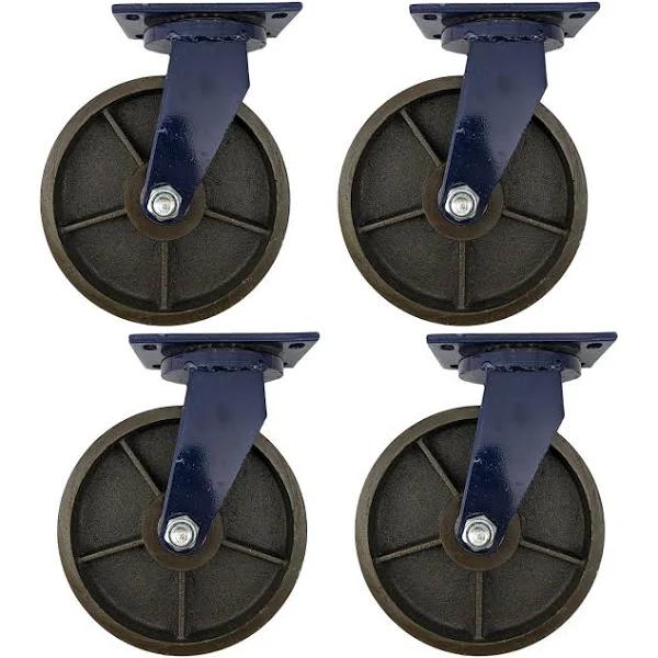 riin 4pcs 10inch Super Heavy Duty Caster Wheel Industrial Castor All Metal Heat Resistant Swivel Without Brake/Lock for Flat Ground and High