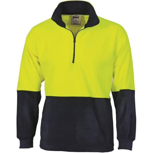 DNC HiVis Two Tone 1/2 Zip Polar Fleece - Yellow/Navy - 7XL