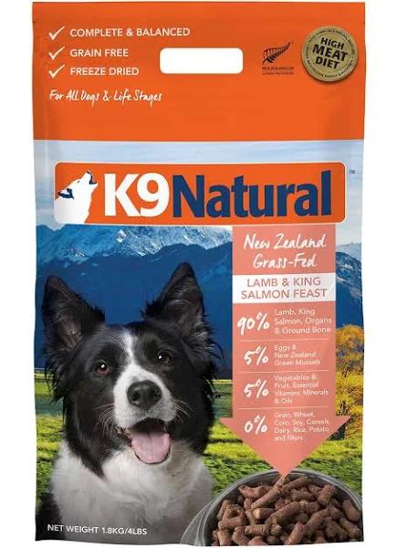 K9 Natural Freeze Dried Lamb & King Salmon Dog Food 1.8kg