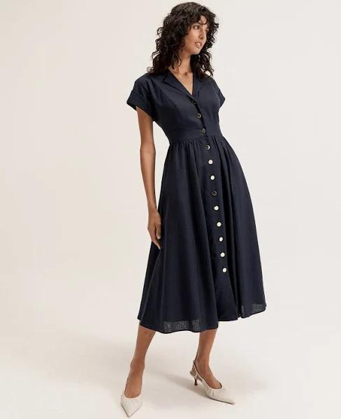 Review Dolce Short Sleeve Midi Dress in Navy Ink / 6