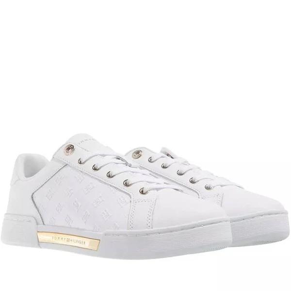 Tommy Hilfiger Monogram Embossed Trainers in White 36