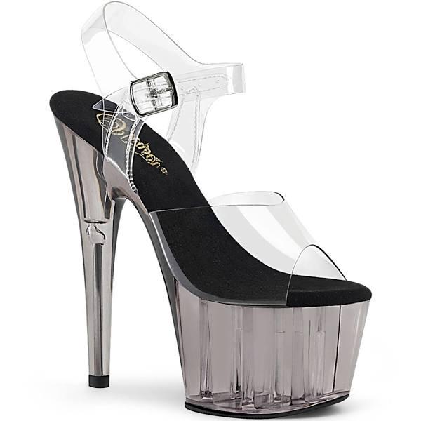 Pleaser ADORE-708T Clear/Smoke Tinted Platform Sandal Size 5