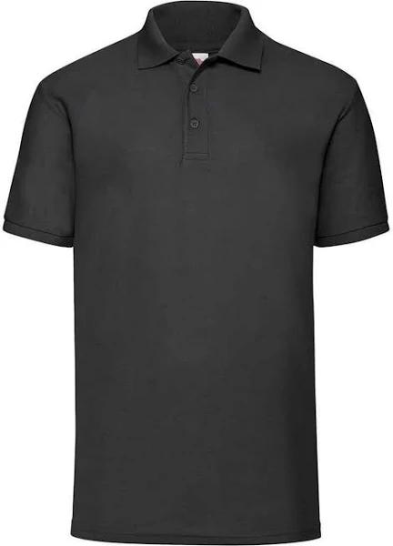 Fruit of The Loom Mens Pique Polo Shirt Black XL Polyester Cotton Mens Polo Shirt