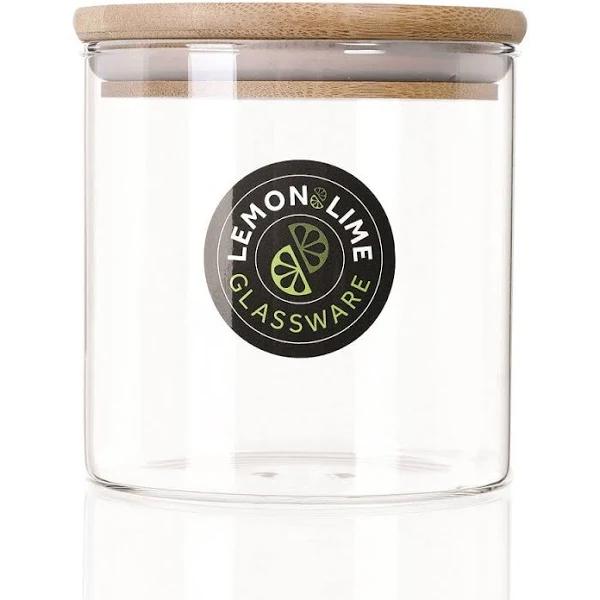 Lemon and Lime 3x Lemon & Lime Camden Glass Jar 610ml Bamboo Lid Home Kitchen Storage Container