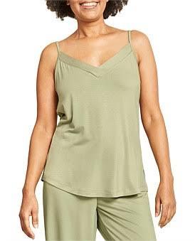 David Jones Boody Goodnight Sleep Cami Sleeveless Top in Sage, Size Large